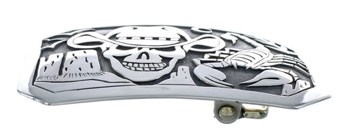 Native American Navajo Skeleton Scorpion Genuine Sterling Silver Belt Buckle JX123045